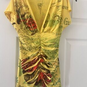 Body Centra small yellow floral top